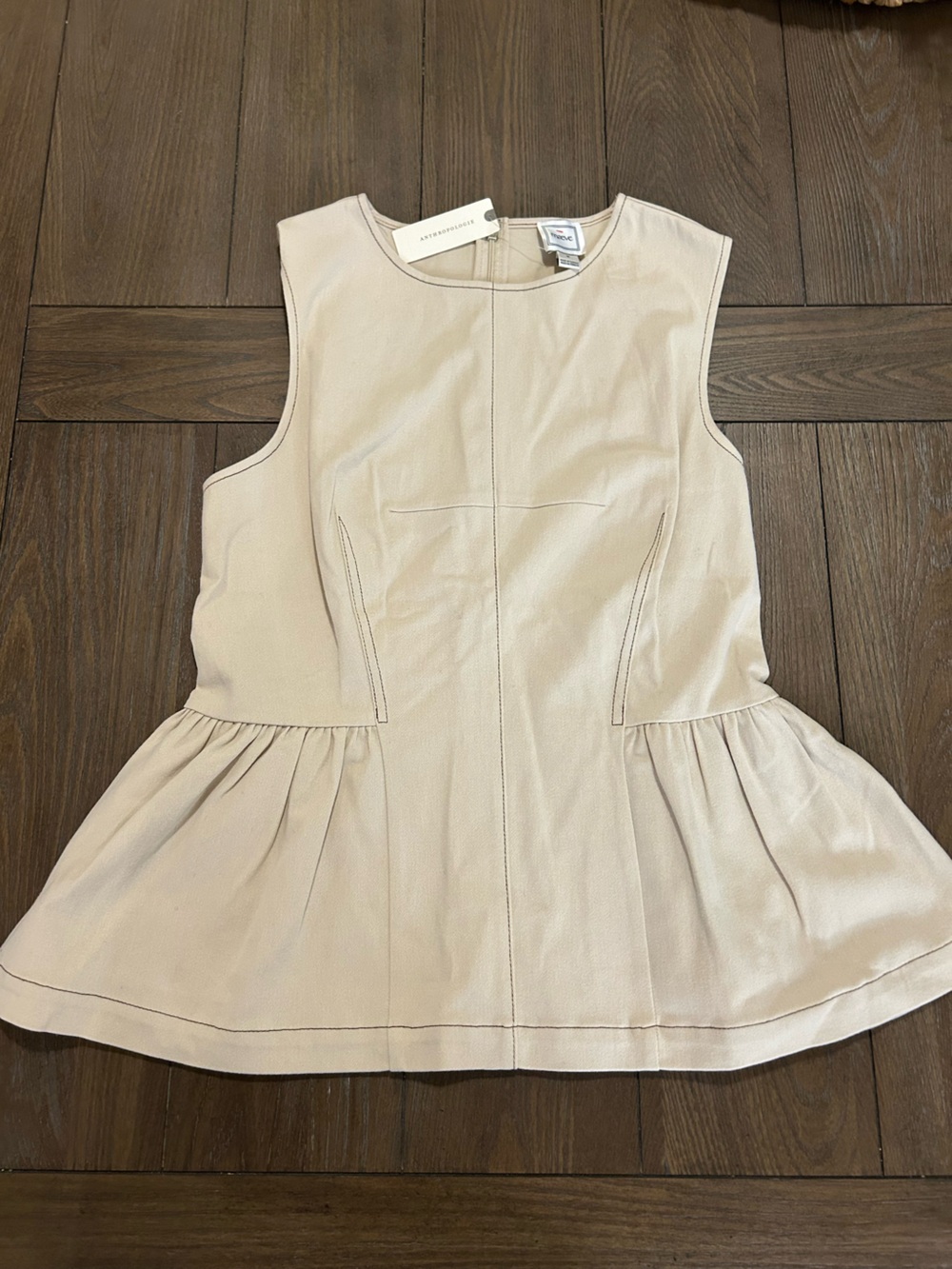 Maeve Cream Peplum Sleeveless Mini Top